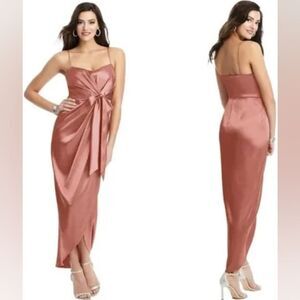 NWT After Six Desert Rose Stretch Charmeuse Draped Midi Dress – Size 18